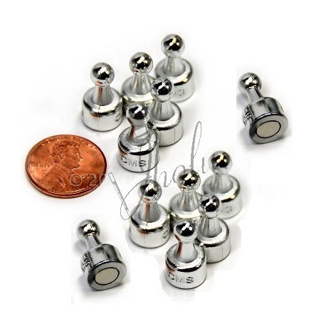 Chincheta Magnética de Color Plateado Set de 12