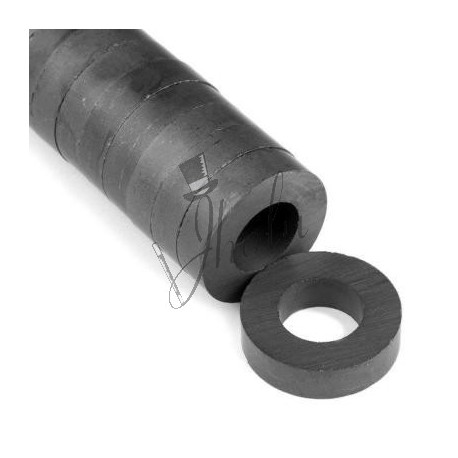 Imán de Ferrita Anillo 1"OD x 1/2"ID x 1/4" (25mm OD x 12mm ID x 6mm aprox)