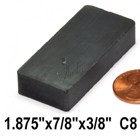 Imán de Ferrita Bloque 1.875" x 7/8" x 3/8" (48mm x 22mm x 10mm aprox) Grado C8