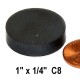 Imán de Ferrita Disco 1" x 1/4" (25mm x 6mm aprox) Grado C8