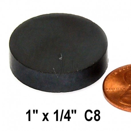 Imán de Ferrita Disco 1" x 1/4" (25mm x 6mm aprox) Grado C8
