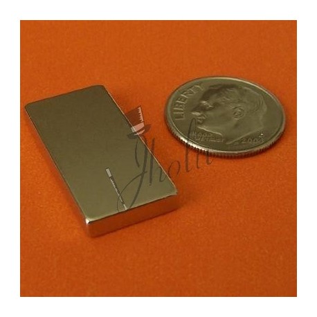 Imán de Neodimio Bloque 1" x 1/2" x 1/8" (25mm x 12mm x 3mm aprox) Grado N45