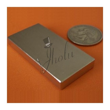 Imán de Neodimio Bloque 2" x 1" x 1/4" (50mm x 25mm x 6mm aprox) Grado N42