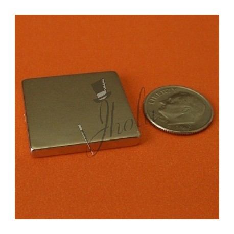 Imán de Neodimio Bloque 1" x 1" x 1/8" (25mm x 25mm x 3mm aprox)  Grado N42