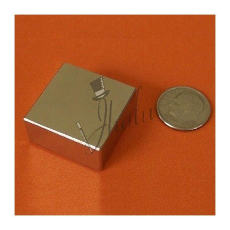 Imán de Neodimio Bloque 1" x 1" x 1/2" (25mm x 25mm x 12mm aprox) Grado N42