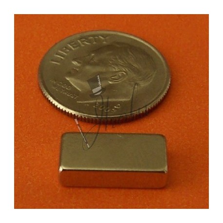 Imán de Neodimio Bloque 1/2" x 1/4" x 1/8" (12mm x 6mm x 3mm aprox) Grado N42