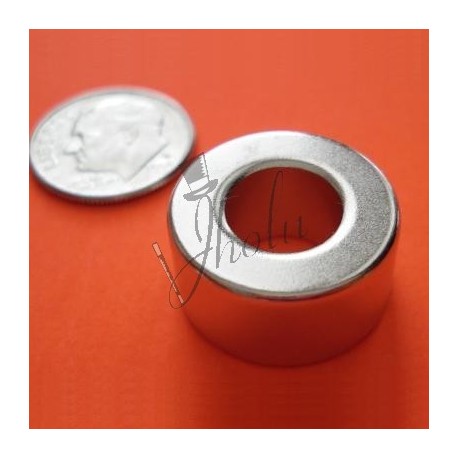 Imán de Neodimio Aro 3/4"OD x 3/8"ID x 3/8" (19mm OD  x 10mm ID  x 10mm aprox) Grado N42
