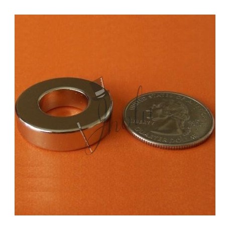 Imán de Neodimio Aro 1"OD x 1/2"ID x 1/4" (25mm OD  x 12mm ID  x 6mm aprox) Grado N48